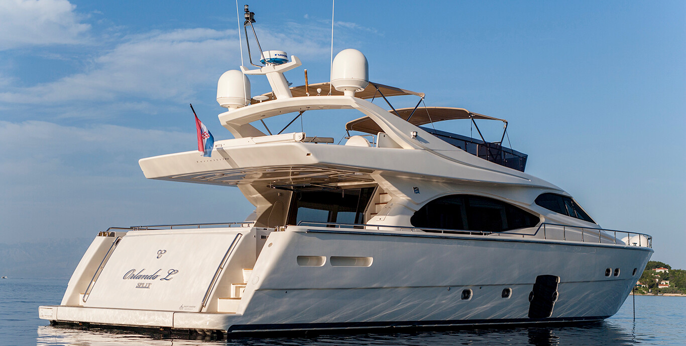 Aboard ORLANDO L a 78ft (24.05m) luxury motor yacht for Charter available with Fraser Yachts, built by FERRETTI YACHTS in 2007