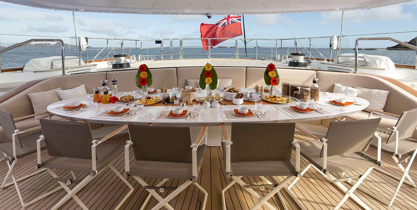 Aboard PANTHALASSEA a 183ft (56m) luxury sailing yacht , built by PERINI NAVI in 2010
