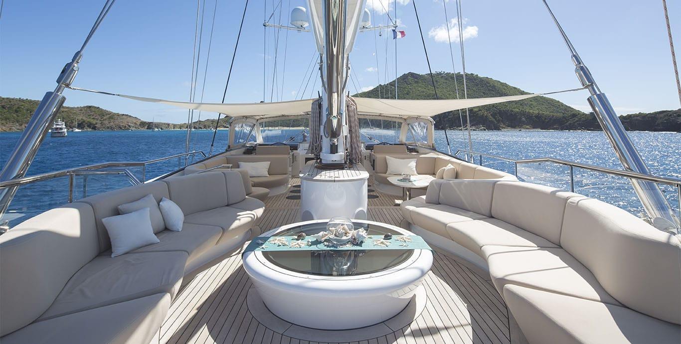 Aboard PANTHALASSEA a 183ft (56m) luxury sailing yacht , built by PERINI NAVI in 2010