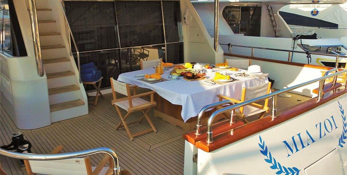 Aboard MIA ZOI a 100ft (30.71m) luxury motor yacht , built by FALCON in 2002