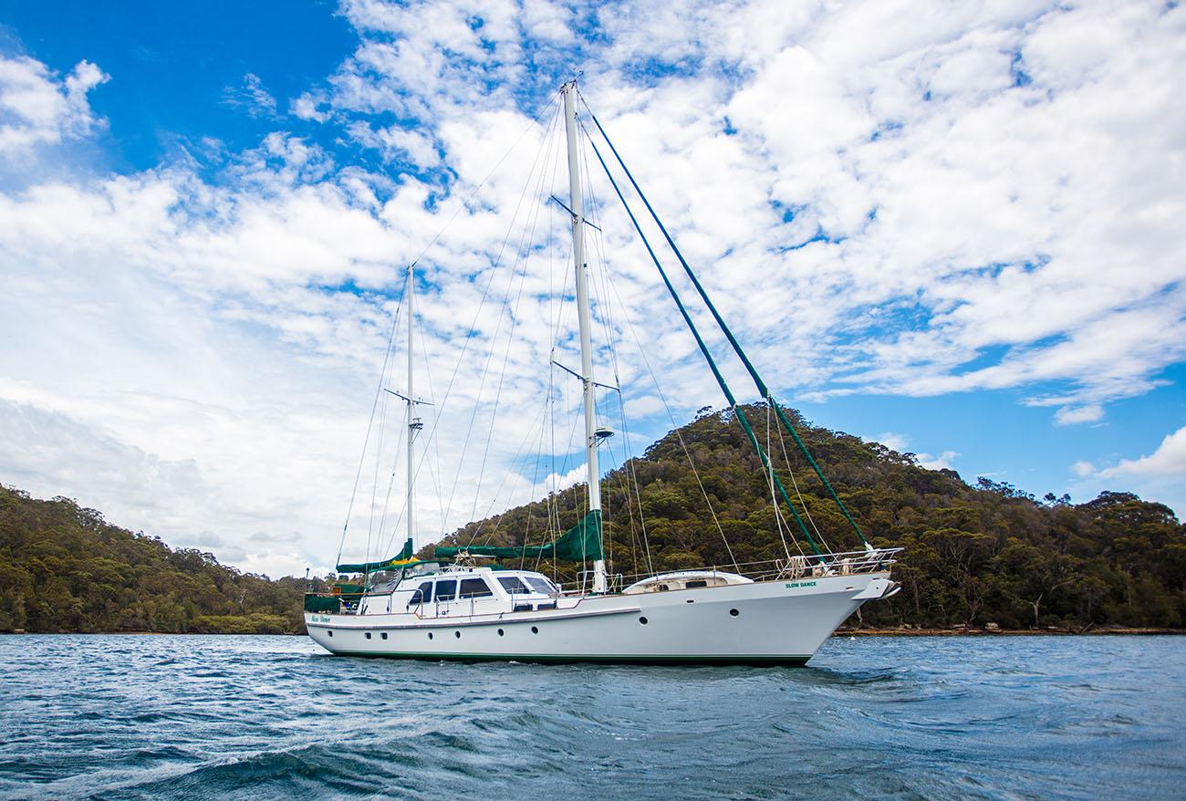 Aboard SLOW DANCE a 84ft (25.6m) luxury sailing yacht , built by DON BROOKE in 1985