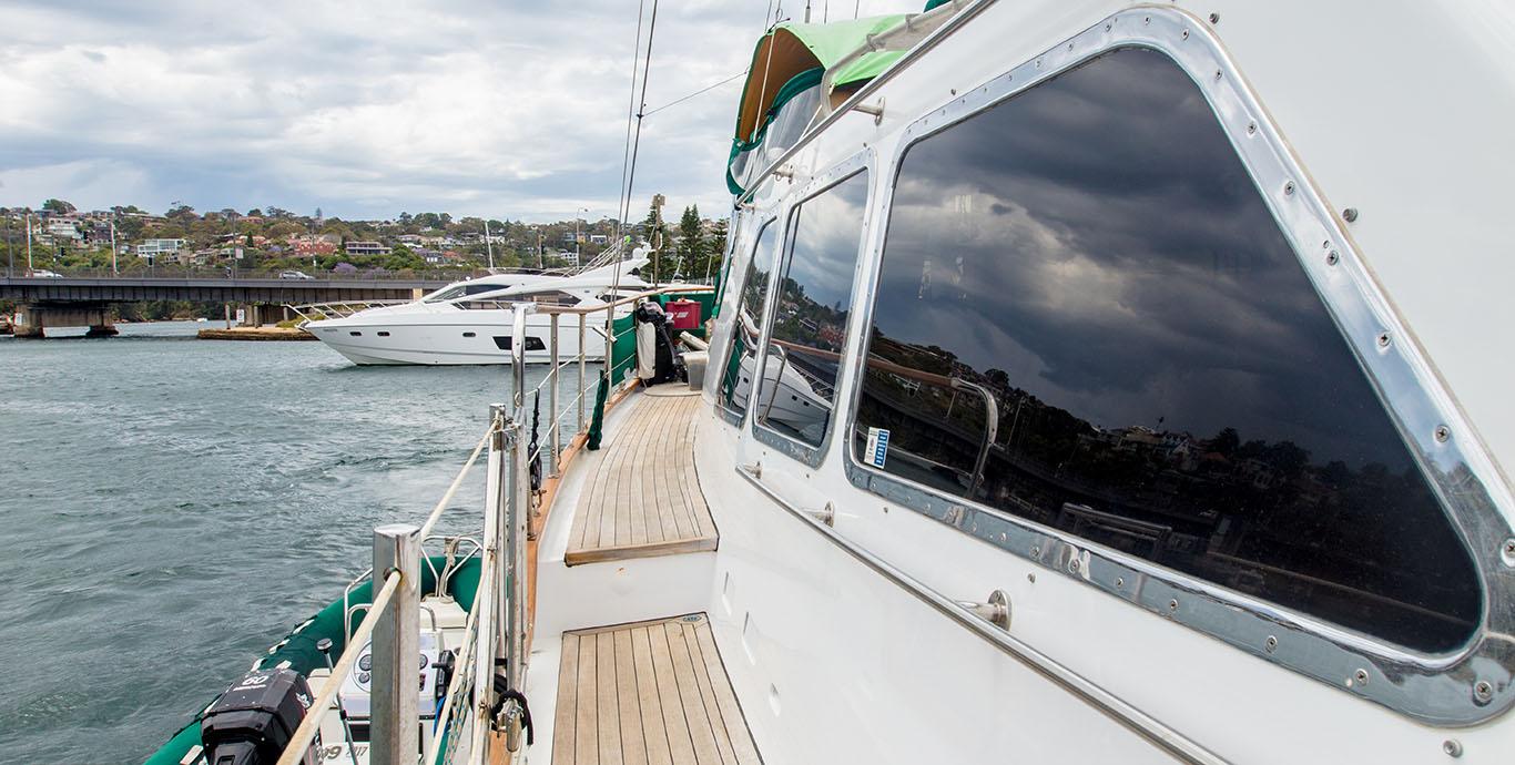 Aboard SLOW DANCE a 84ft (25.6m) luxury sailing yacht , built by DON BROOKE in 1985