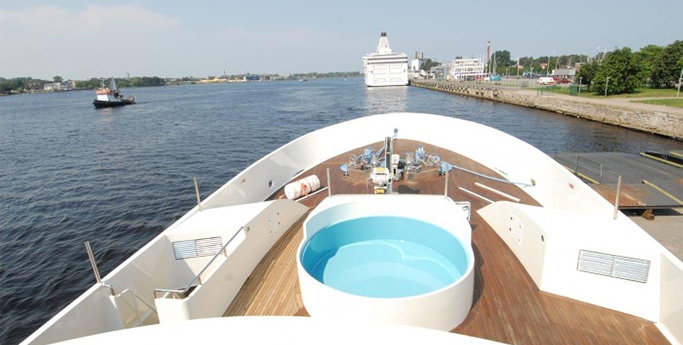Aboard GALATEA a 134ft (40.89m) luxury motor yacht , built by RIGA SHIPYARD in 2009