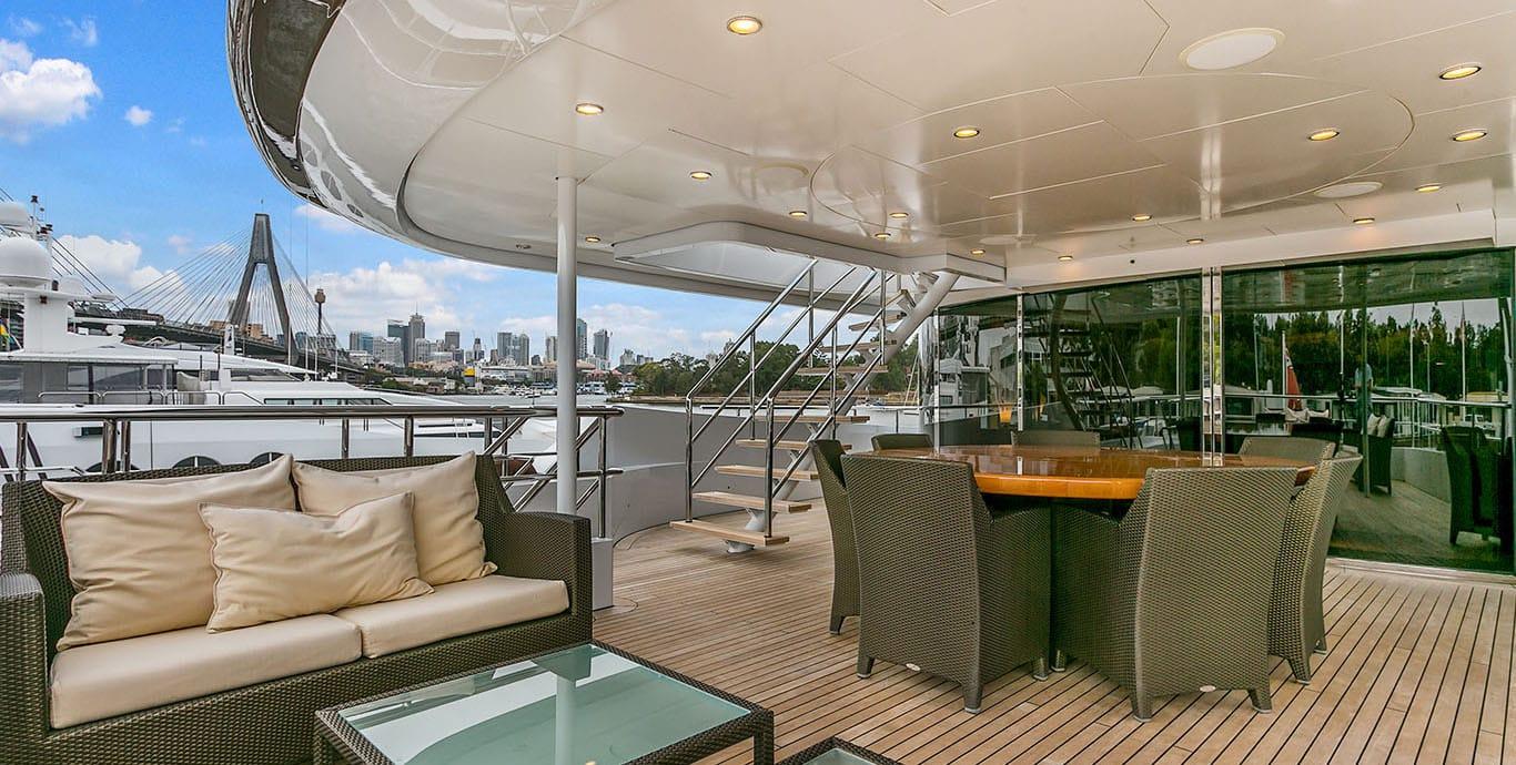 Aboard BACA a 142ft (43.38m) luxury motor yacht , built by ROYAL DENSHIP in 2009