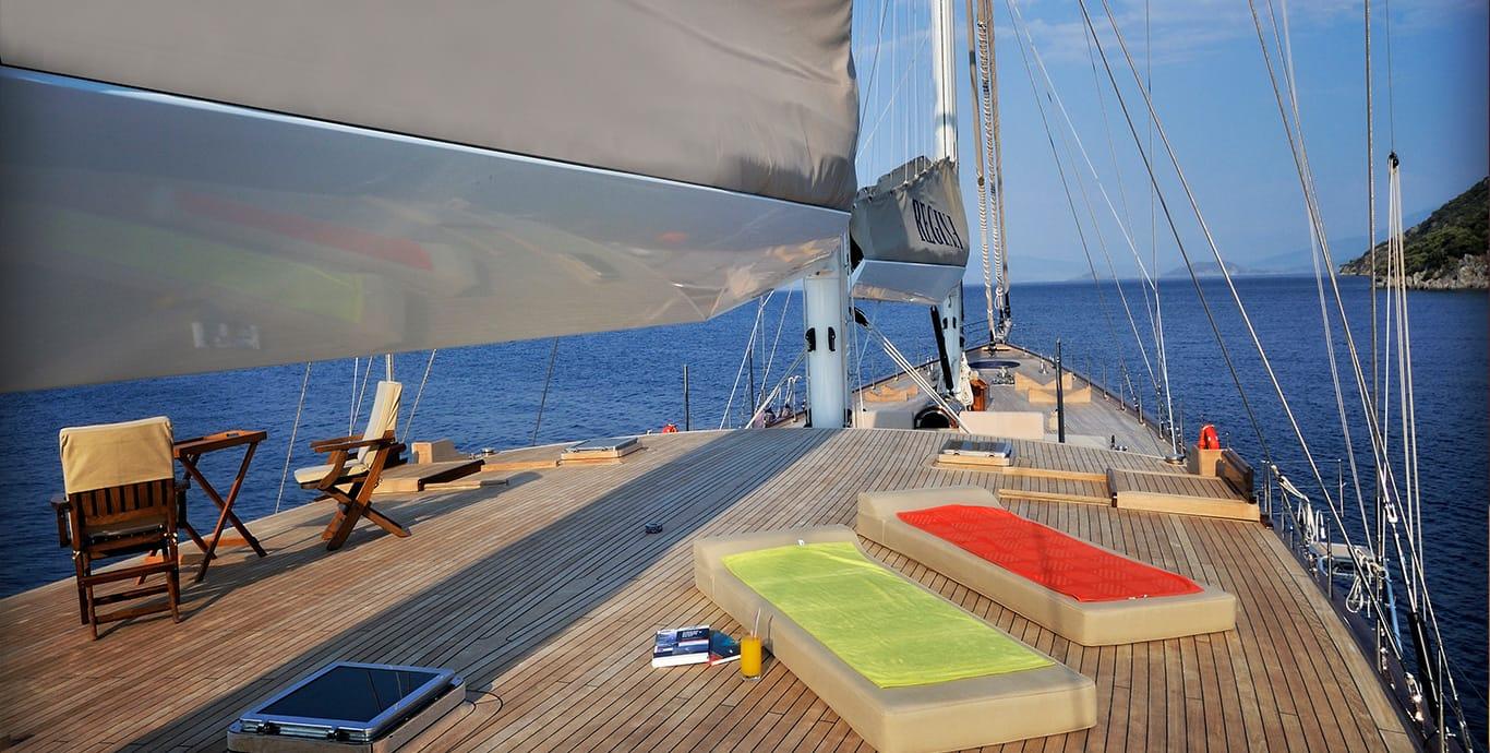 Aboard ARIA I a 183ft (56.01m) luxury sailing yacht , built by ARK YACHT in 2011