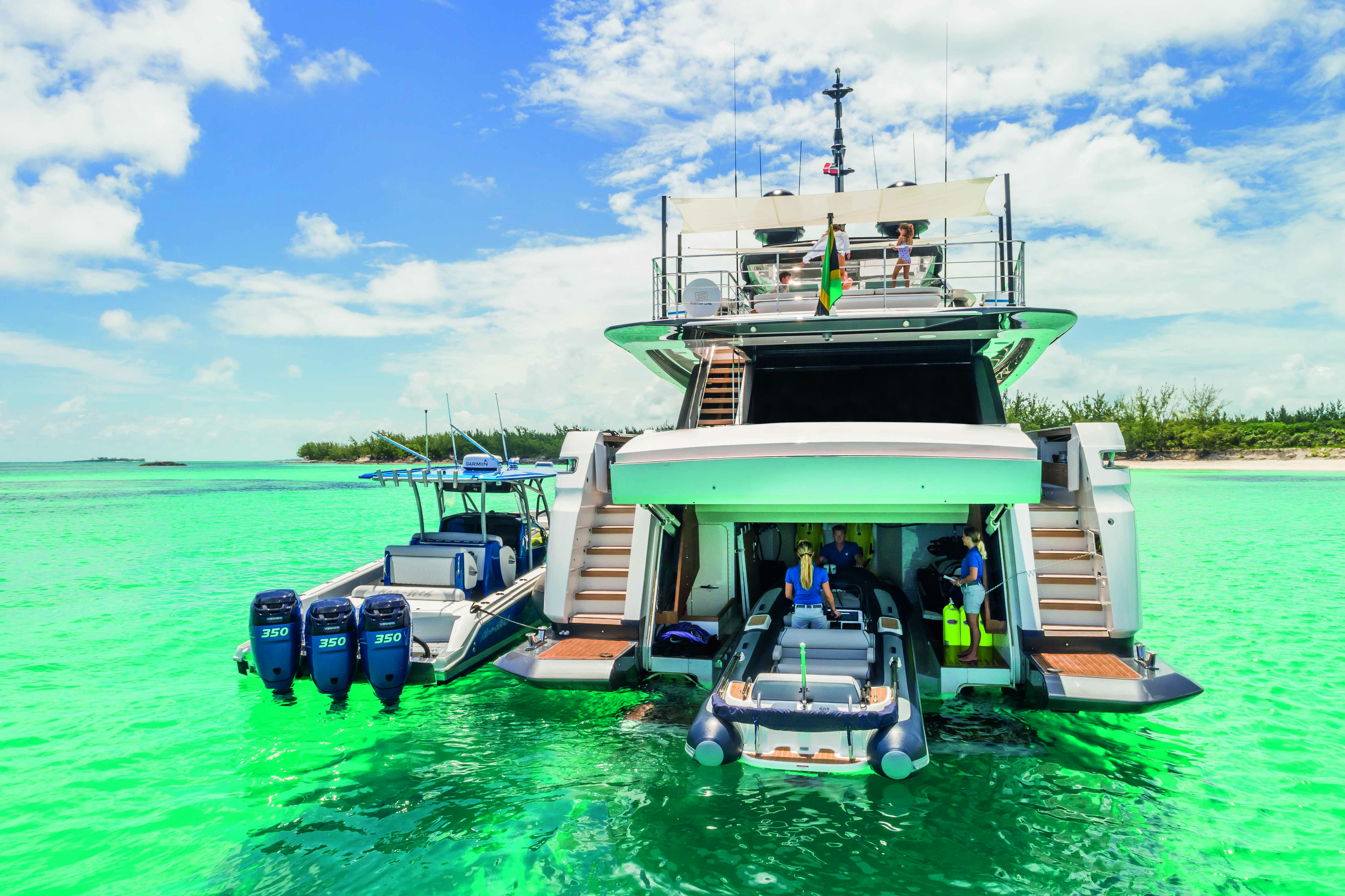 Aboard NEVER BLUE a 126ft (38.4m) luxury motor yacht , built by FERRETTI CUSTOM LINE in 2018