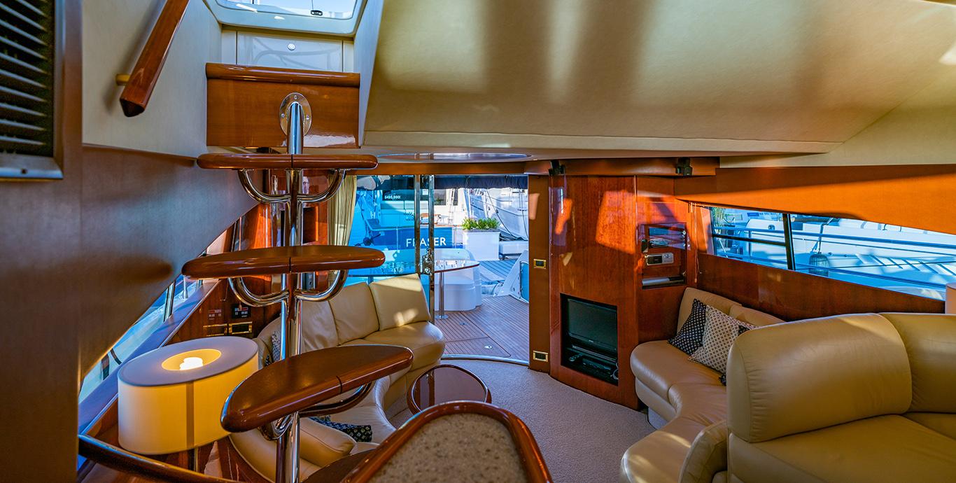 Aboard OBSESSION a 64ft (19.63m) luxury motor yacht , built by FAIRLINE YACHTS in 2002