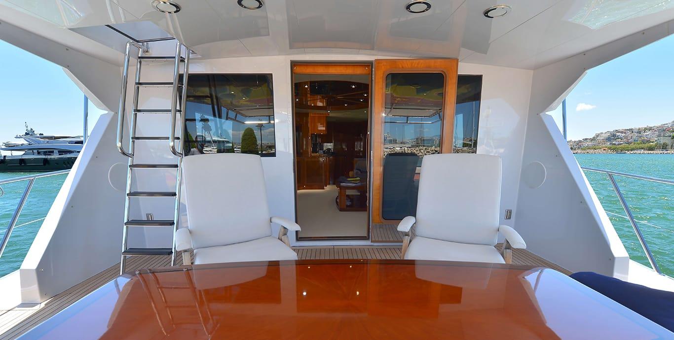 Aboard WILD CHILD a ft (26.21m) luxury motor yacht , built by HATTERAS in 2003