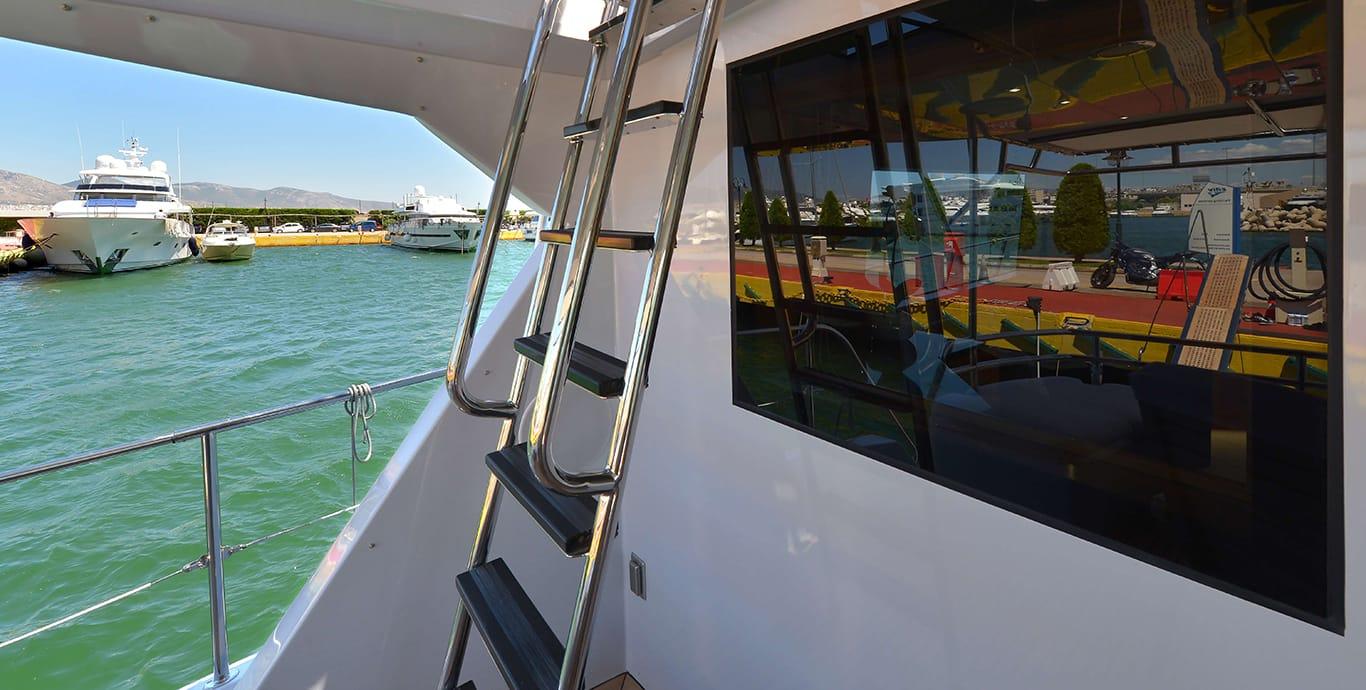 Aboard WILD CHILD a ft (26.21m) luxury motor yacht , built by HATTERAS in 2003