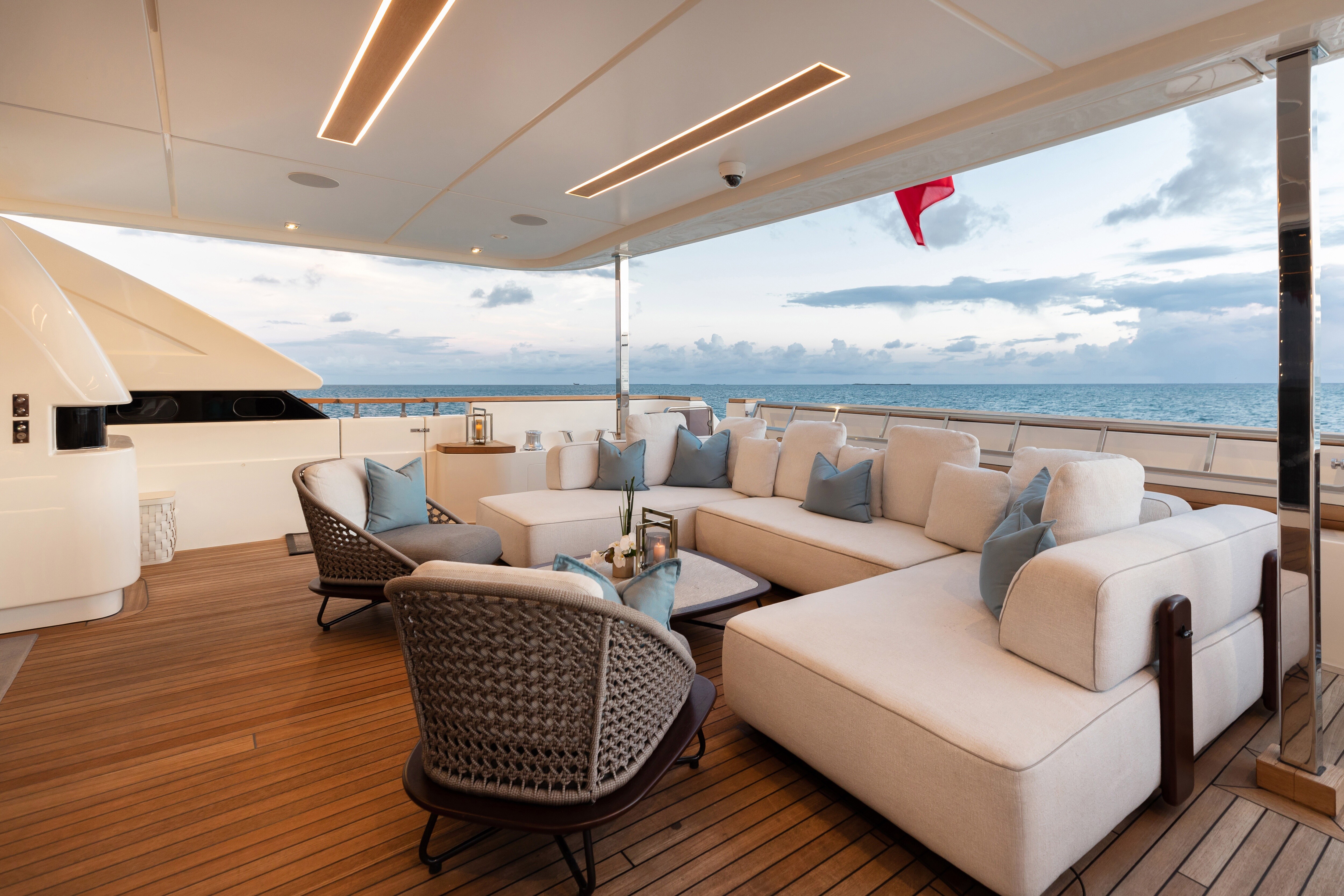 Aboard EROS a 121ft (37.04m) luxury motor yacht for Charter available with Fraser Yachts, built by FERRETTI CUSTOM LINE in 2019