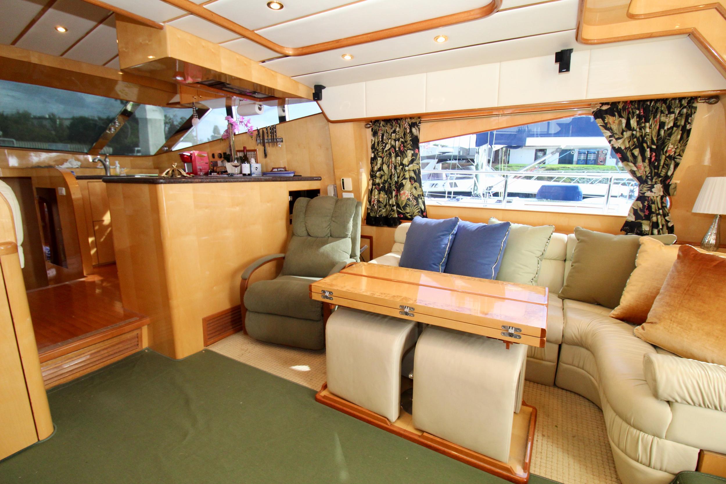 Aboard BUCKET LIST a 58ft (17.68m) luxury motor yacht , built by JOHNSON YACHTS in 2005