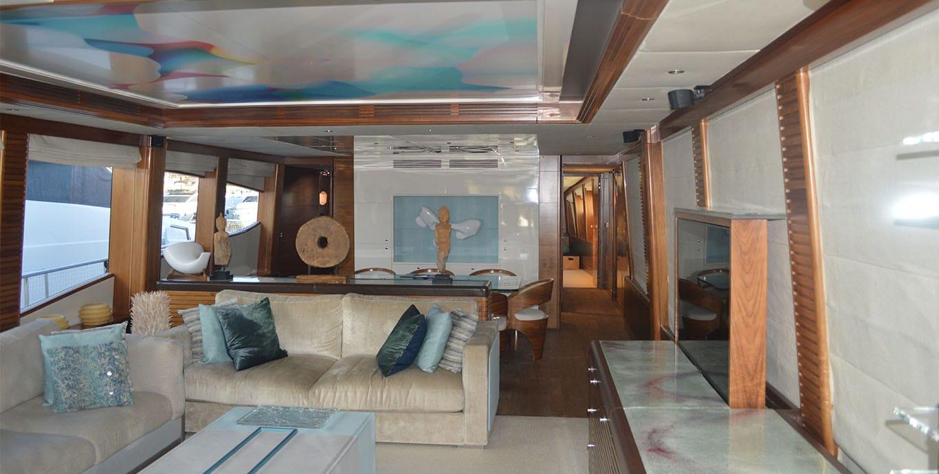 Aboard NIRVANA a 101ft (30.78m) luxury motor yacht , built by GULF CRAFT in 2008