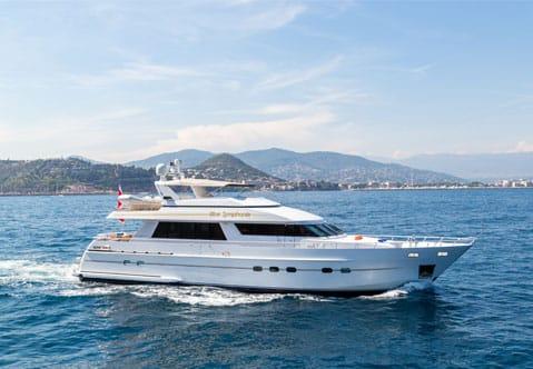 Aboard BLUE SYMPHONIE a 83ft (25.3m) luxury motor yacht , built by MOONEN SHIPYARD in 1995