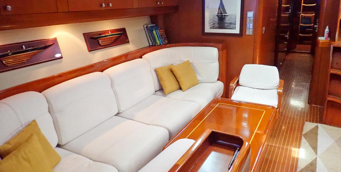 Aboard ASPIRATION a 86ft (26.21m) luxury sailing yacht , built by NAUTOR’S SWAN in 1988
