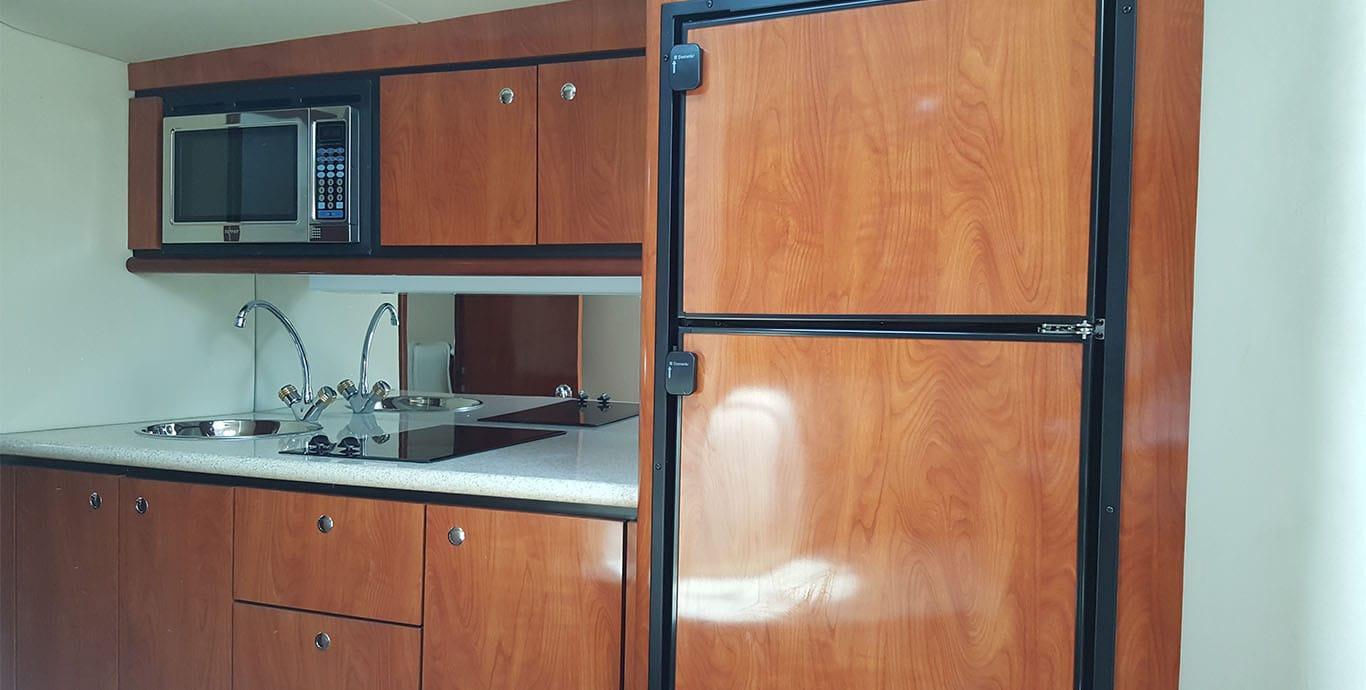 Aboard ACRONIS a 48ft (14.63m) luxury motor yacht , built by FOUNTAIN in 2007