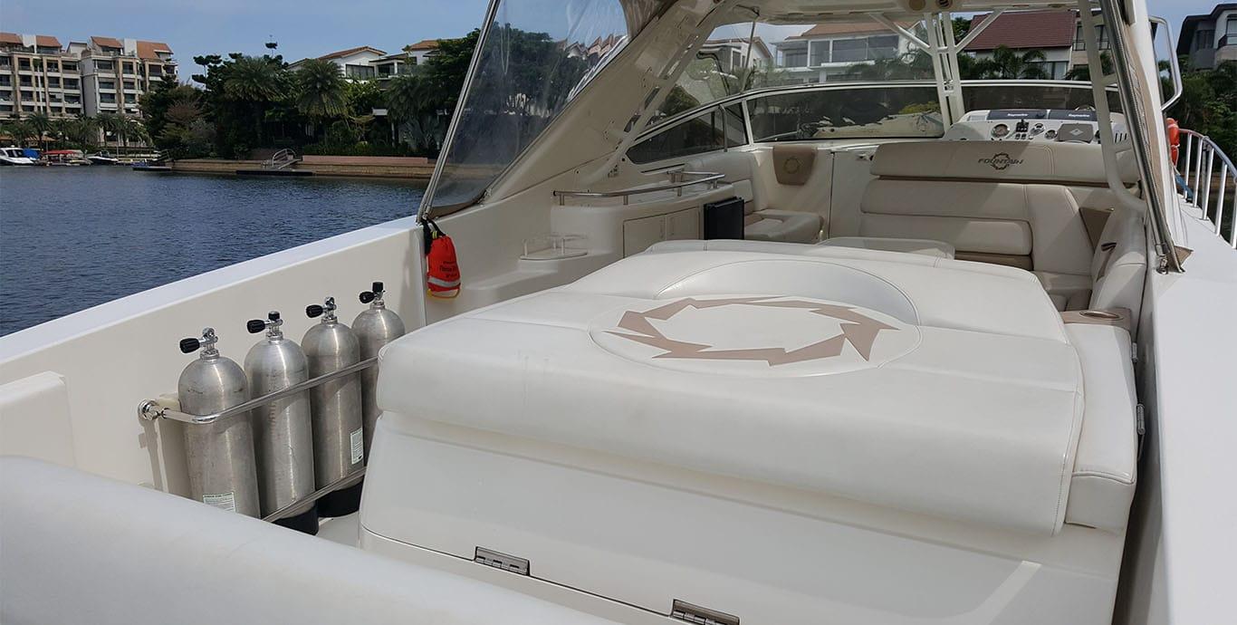 Aboard ACRONIS a 48ft (14.63m) luxury motor yacht , built by FOUNTAIN in 2007