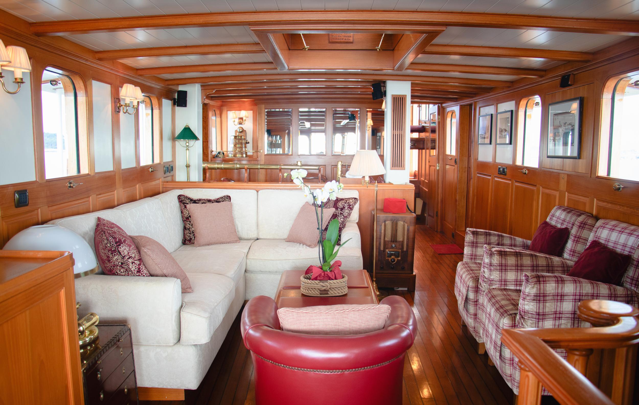 Aboard LADY HERTHA a 86ft (26.2m) luxury motor yacht for Sale available with Fraser Yachts, built by YARROW & CO in 1935