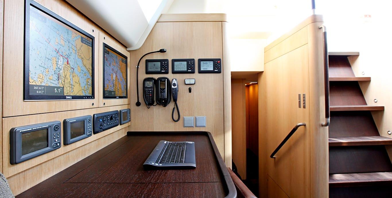Aboard YCH2 a 90ft (27.71m) luxury sailing yacht , built by NAUTOR’S SWAN in 2009