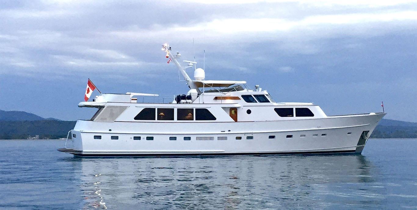 Aboard TRILOGY a 94ft (28.65m) luxury motor yacht , built by STEPHENS MARINE in 1984