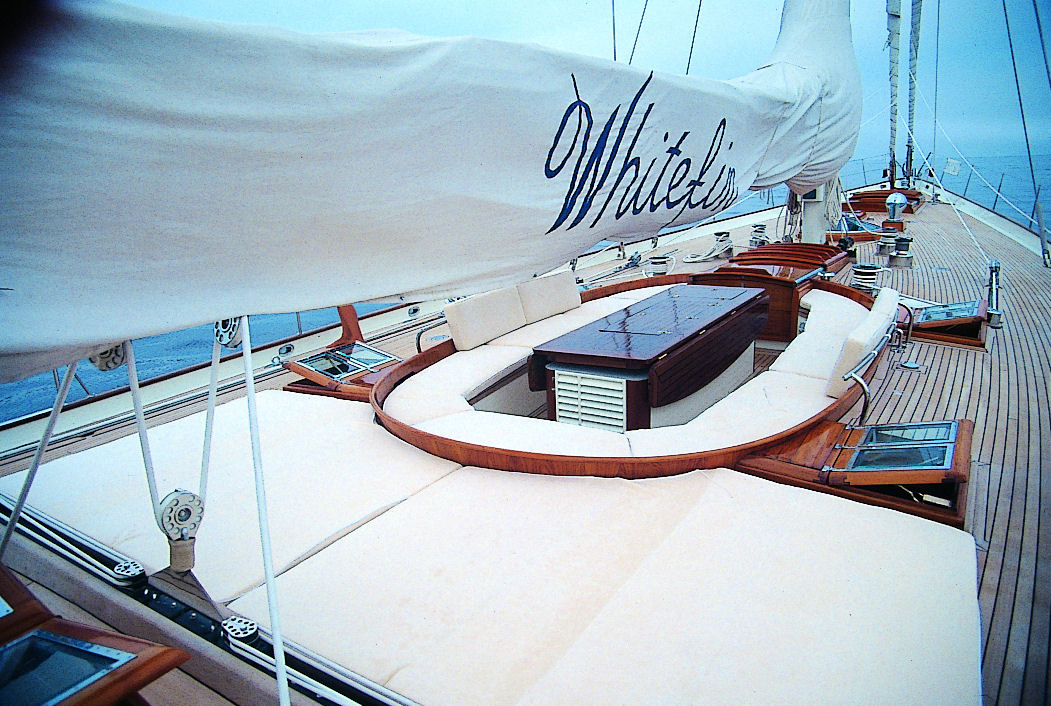 Aboard WHITEFIN a 90ft (27.43m) luxury sailing yacht , built by RENAISSANCE YACHTS in 1983