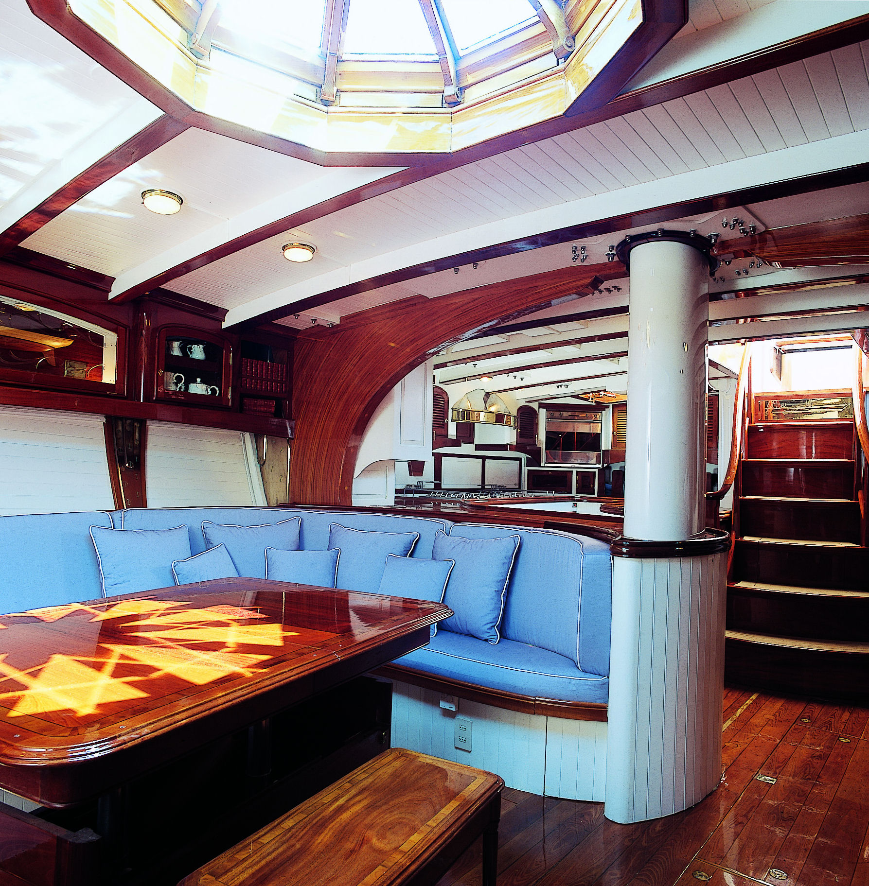 Aboard WHITEFIN a 90ft (27.43m) luxury sailing yacht , built by RENAISSANCE YACHTS in 1983