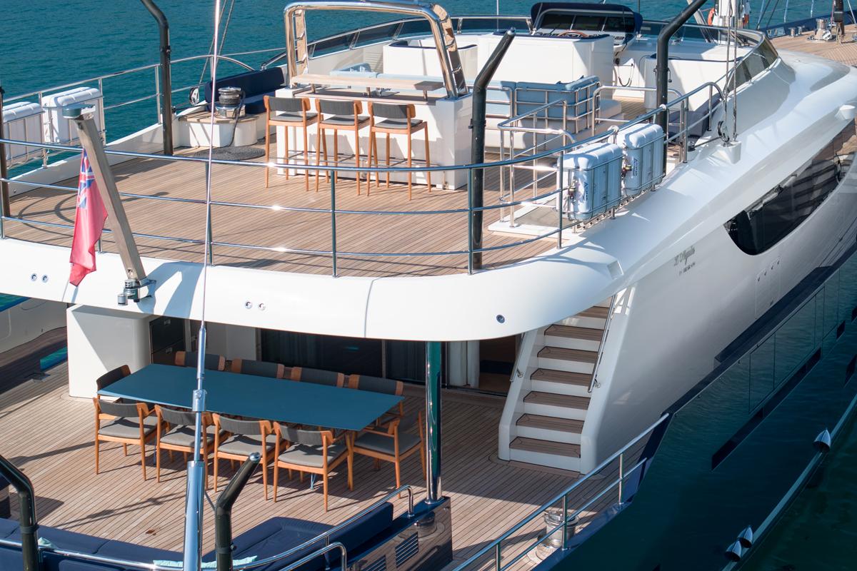 Aboard L'AQUILA a 137ft (42m) luxury sailing yacht for Sale available with Fraser Yachts, built by MENGI YAY in 2021