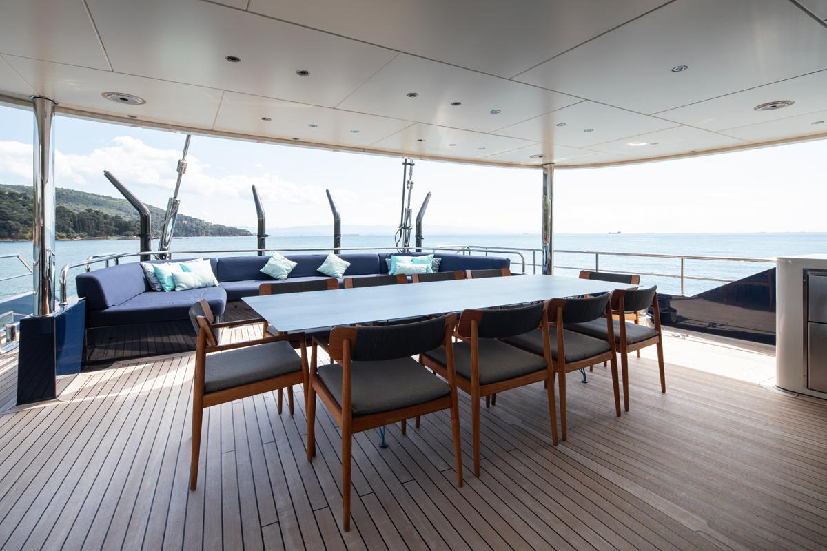 Aboard L'AQUILA a 137ft (42m) luxury sailing yacht for Sale available with Fraser Yachts, built by MENGI YAY in 2021