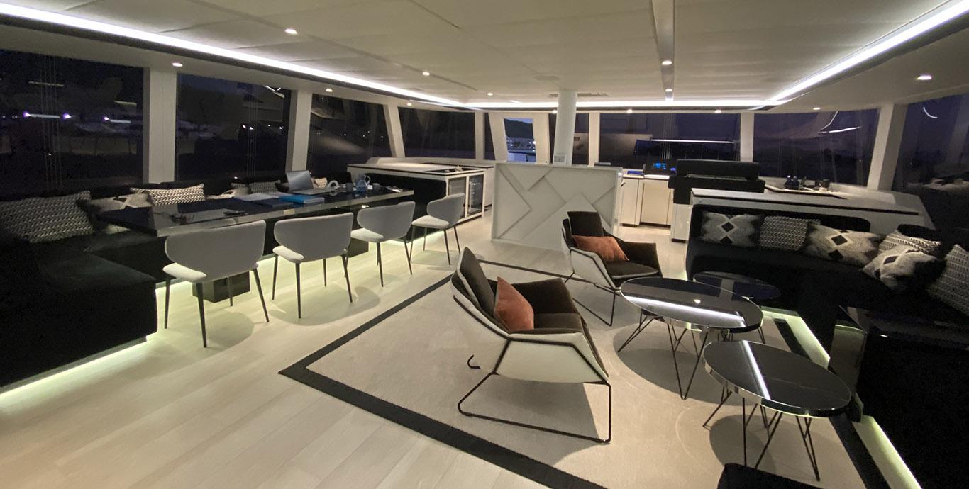 Aboard ABOVE & BEYOND a 80ft (24.38m) luxury sailing yacht , built by SUNREEF YACHTS in 2019