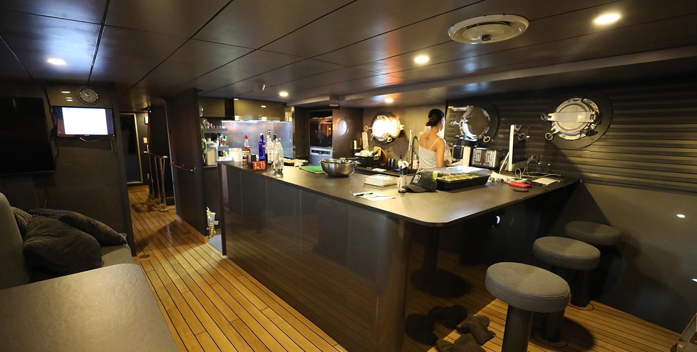 Aboard INFAMIS a 120ft (36.6m) luxury motor yacht , built by CUSTOM BUILT in 1998