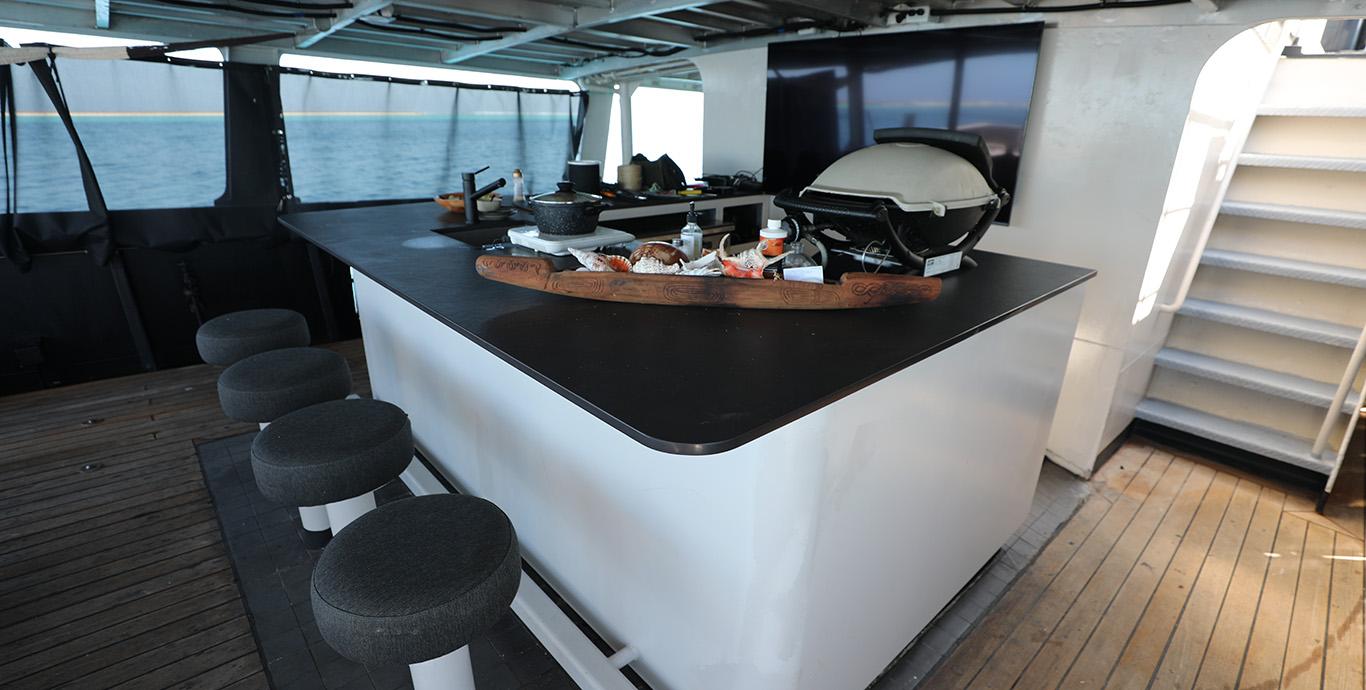 Aboard INFAMIS a 120ft (36.6m) luxury motor yacht , built by CUSTOM BUILT in 1998