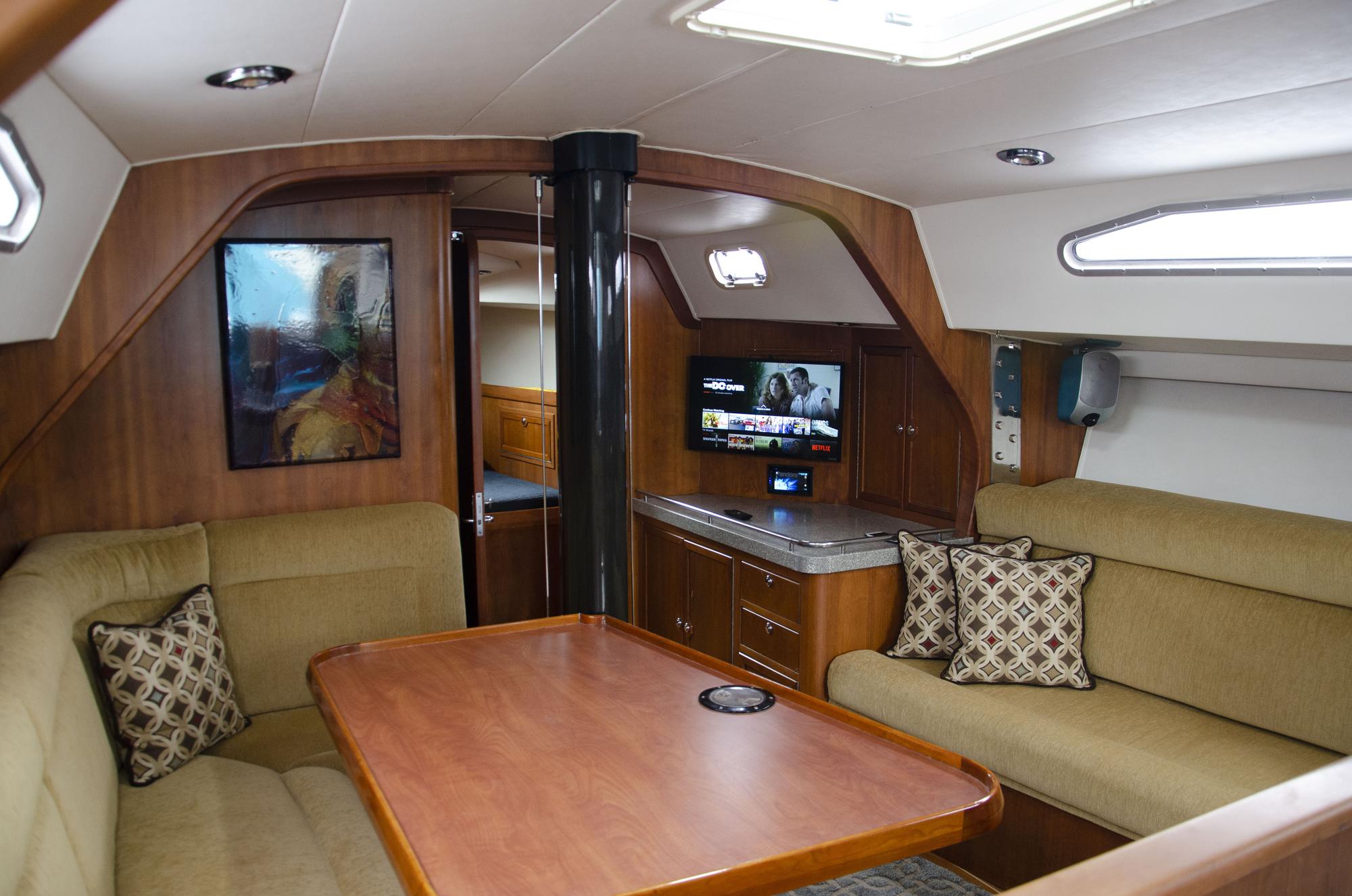 Aboard STEALTH CHICKEN a 55ft (17m) luxury sailing yacht , built by WESTERLY MARINE, INC. in 1993