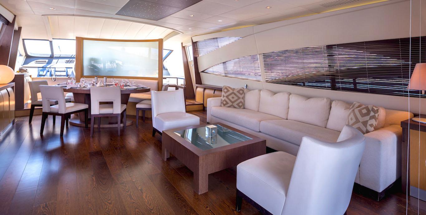 Aboard ONE a 90ft (27.42m) luxury motor yacht , built by PERSHING in 2006