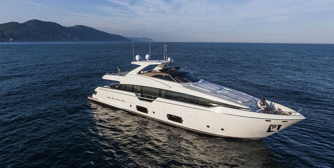 Aboard IVA a 95ft (29.2m) luxury motor yacht , built by FERRETTI YACHTS in 2014