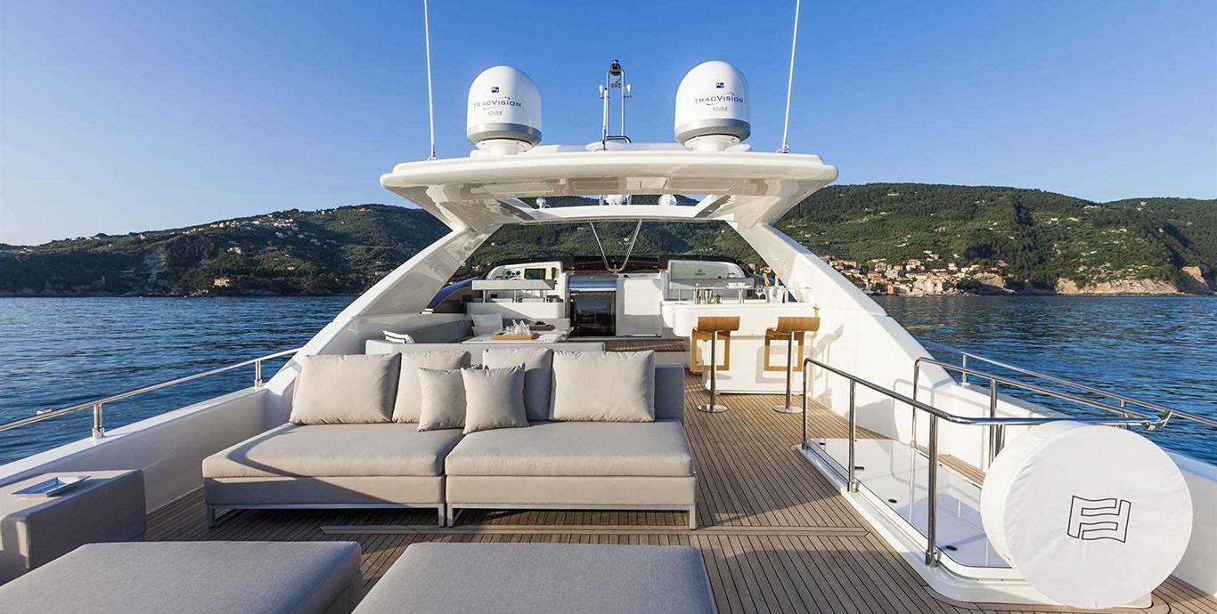 Aboard IVA a 95ft (29.2m) luxury motor yacht , built by FERRETTI YACHTS in 2014