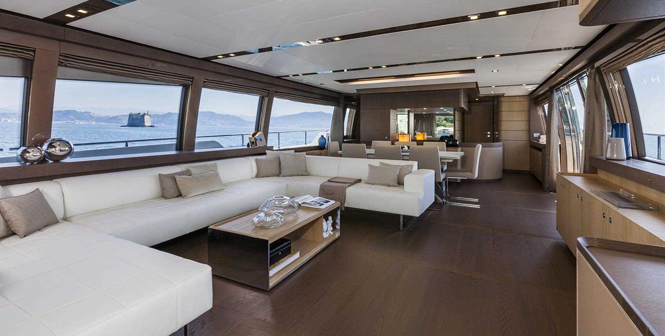 Aboard IVA a 95ft (29.2m) luxury motor yacht , built by FERRETTI YACHTS in 2014