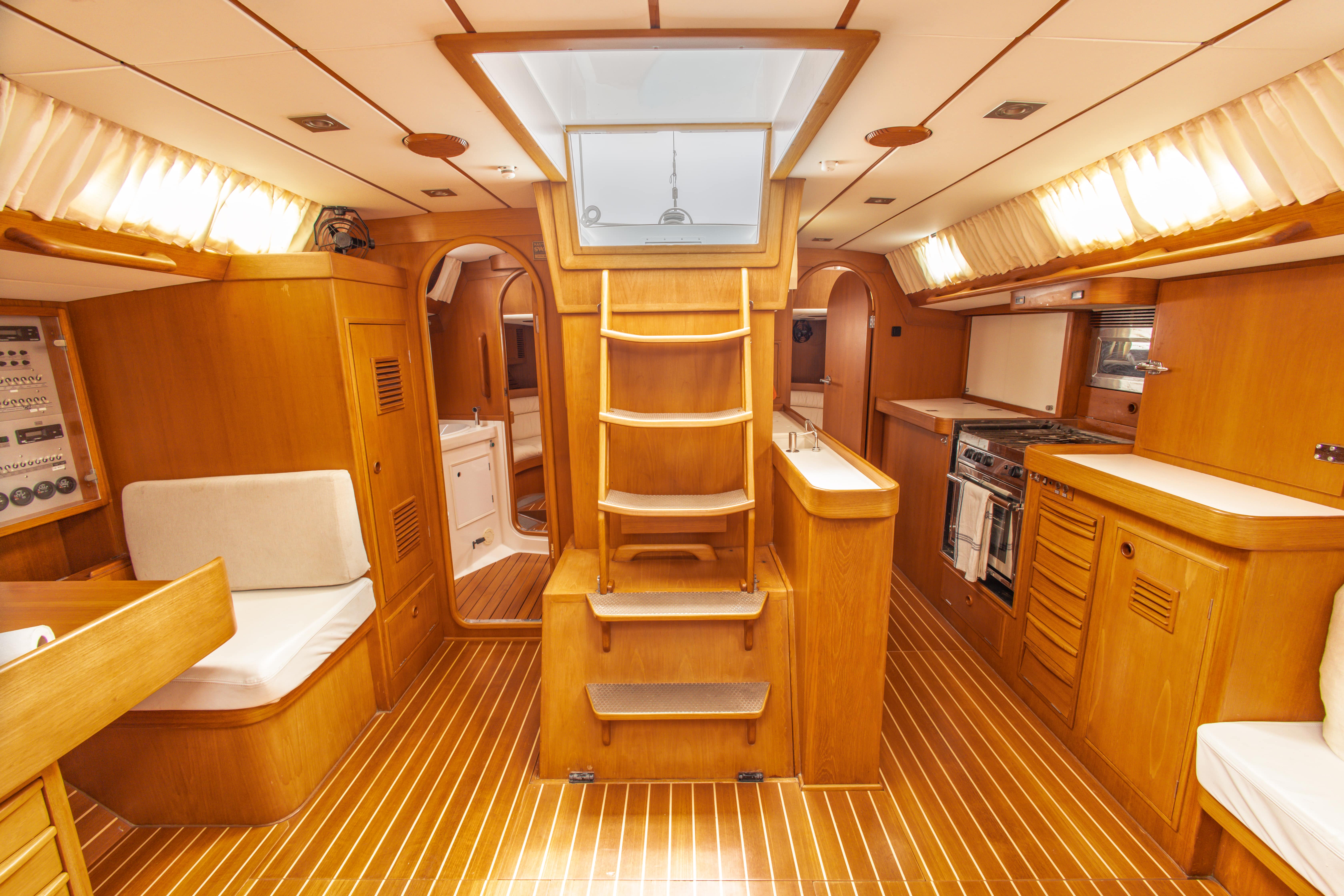 Aboard JANE a 53ft (16.15m) luxury sailing yacht , built by NAUTOR’S SWAN in 1991