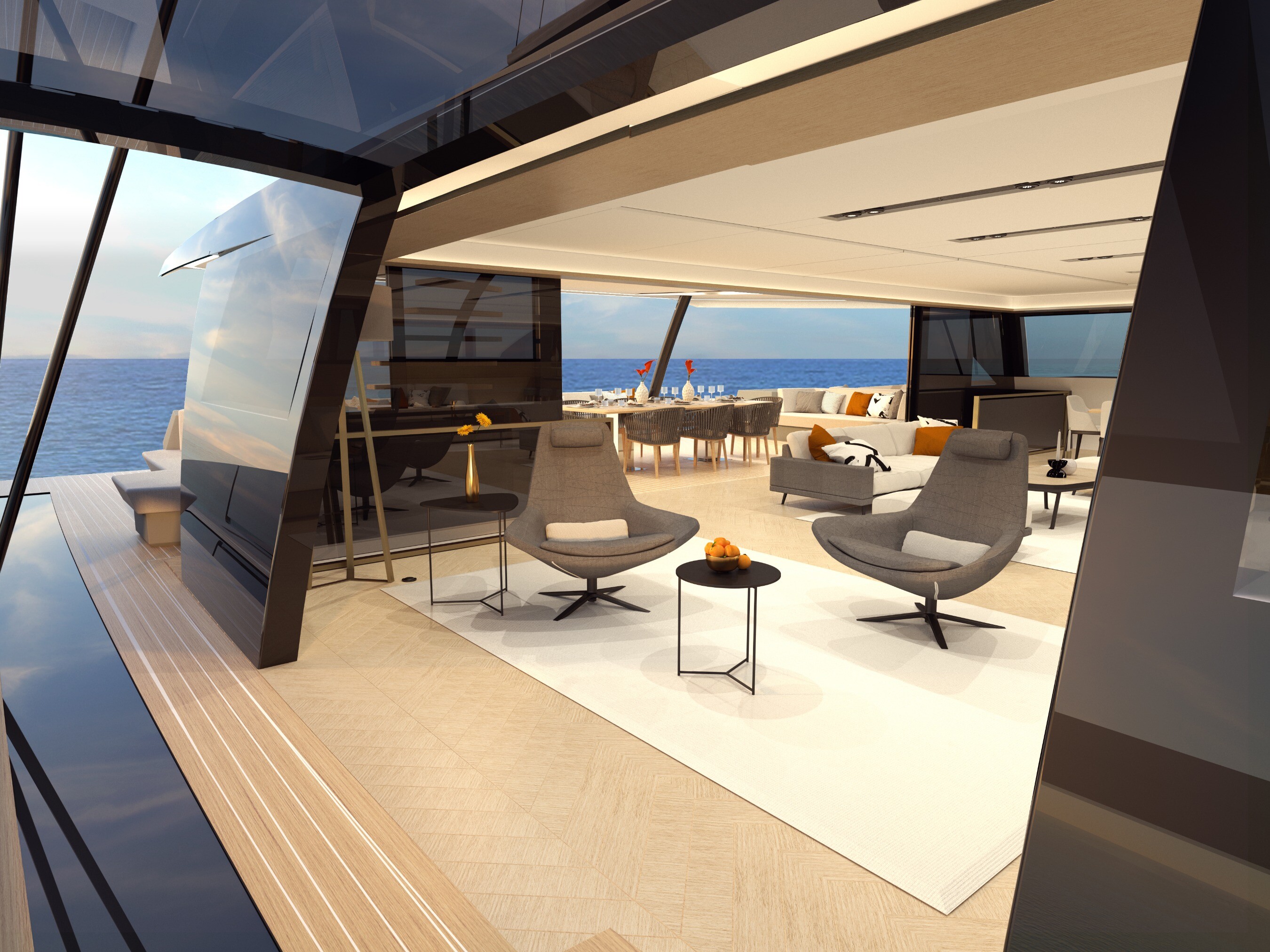 Aboard WIND100' SAILING CATAMARAN a 101ft (30.9m) luxury sailing yacht , built by CUSTOM BUILT