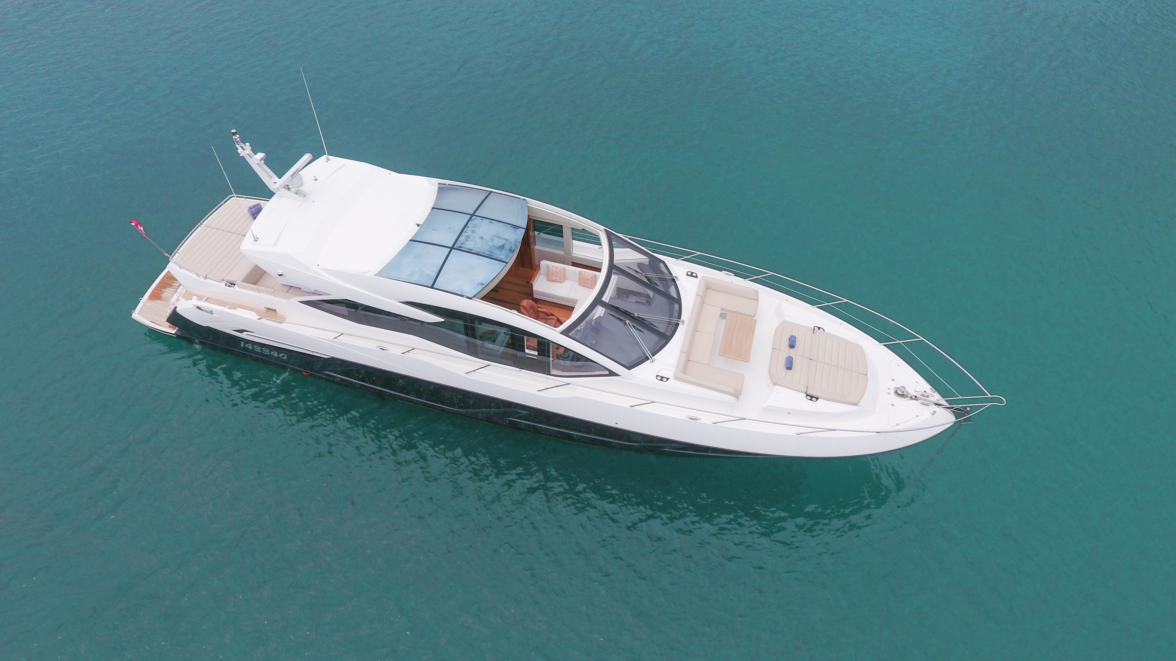 Aboard V a 74ft (22.81m) luxury motor yacht for Sale available with Fraser Yachts, built by SUNSEEKER in 2019