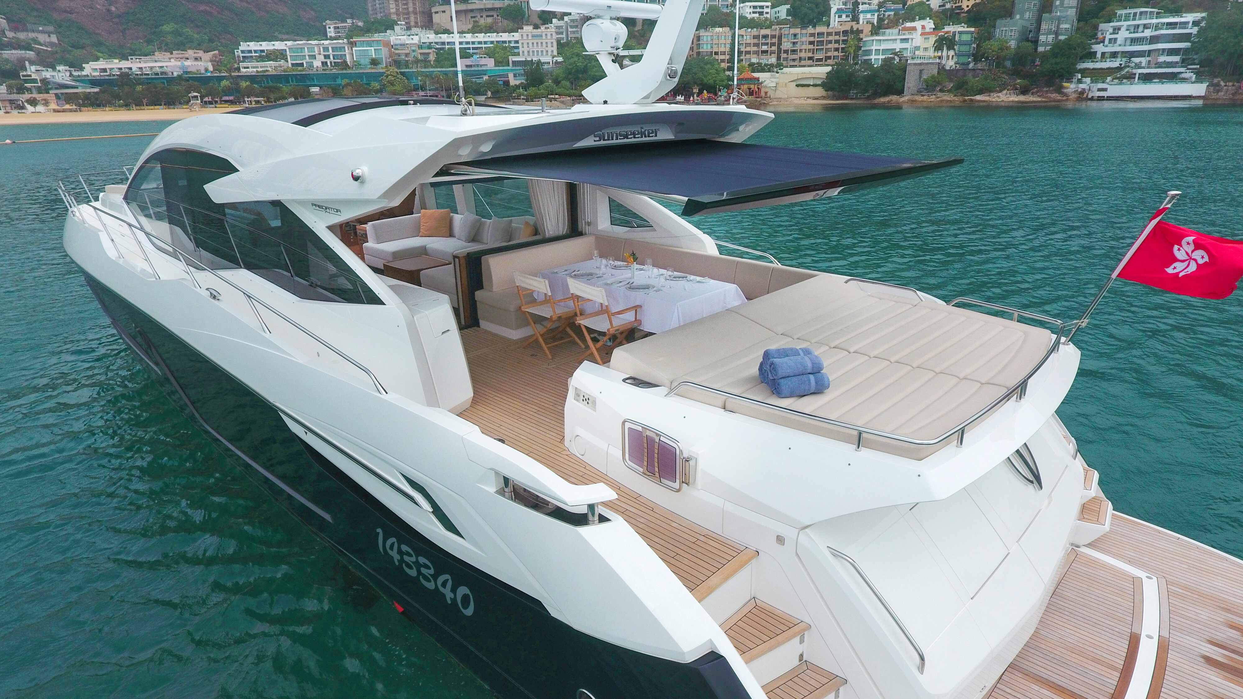 Aboard V a 74ft (22.81m) luxury motor yacht for Sale available with Fraser Yachts, built by SUNSEEKER in 2019