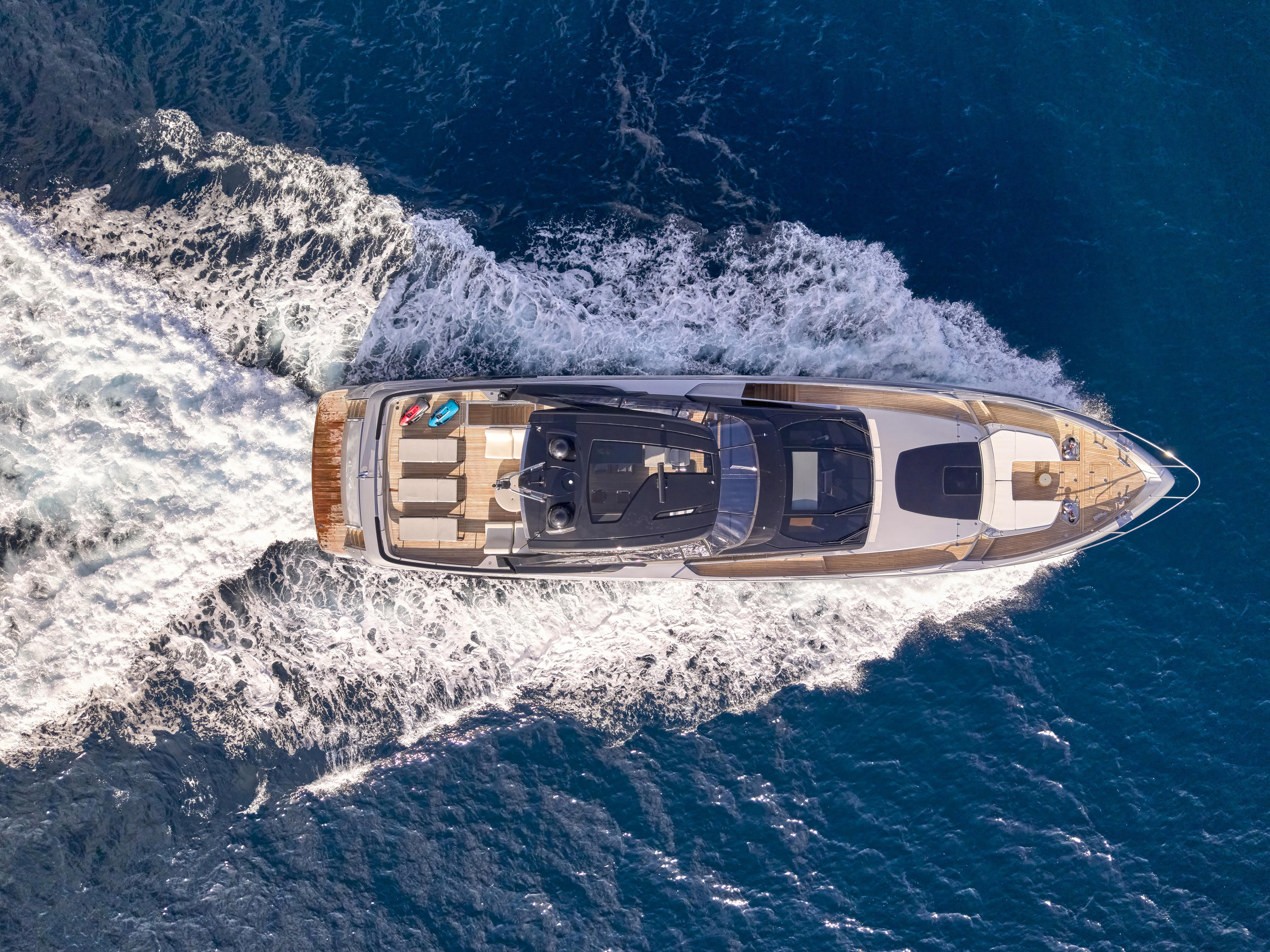 On board SYLIA motor yacht for Charter with Fraser Yachts, built by RIVA 28.49 meters long