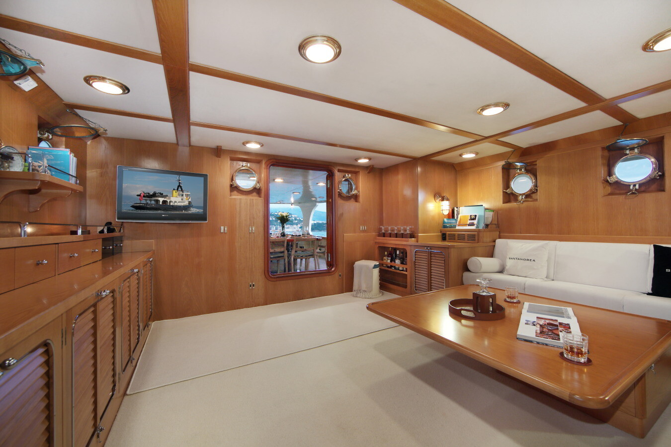Aboard SANTANDREA a 95ft (29.16m) luxury motor yacht for Sale available with Fraser Yachts, built by SOLIMANO in 1961