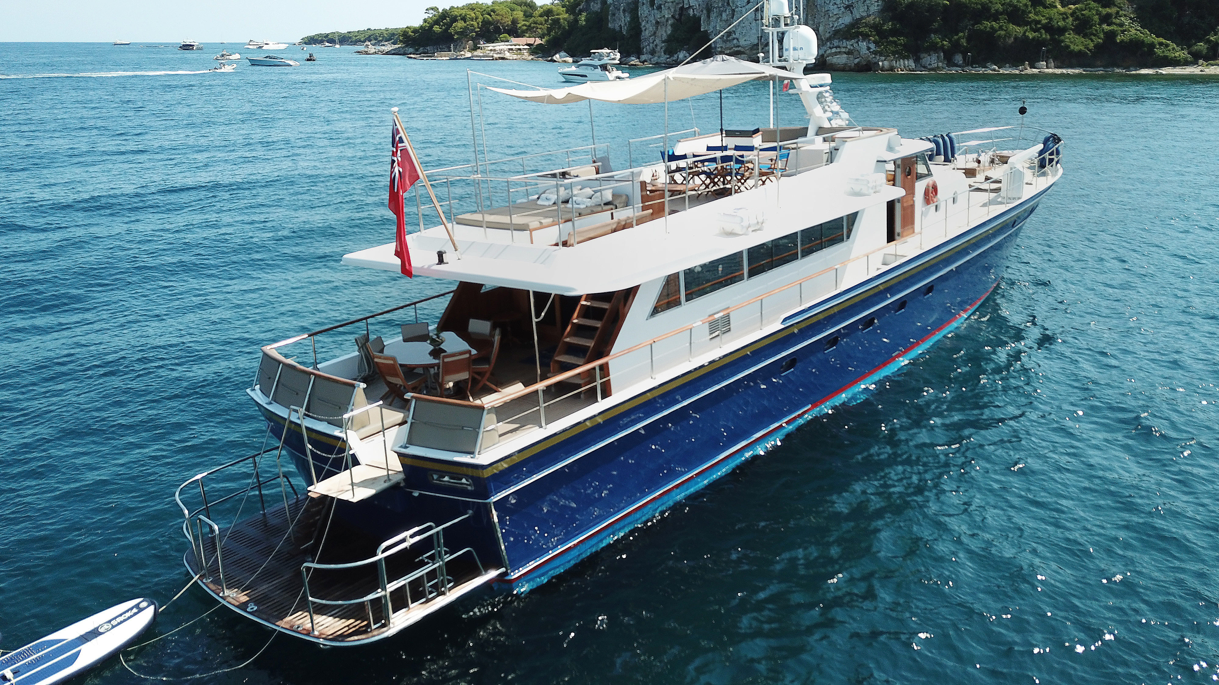 Aboard CHANTELLA a 95ft (29m) luxury motor yacht , built by ANTIBES MARINE CHANTIER in 1966