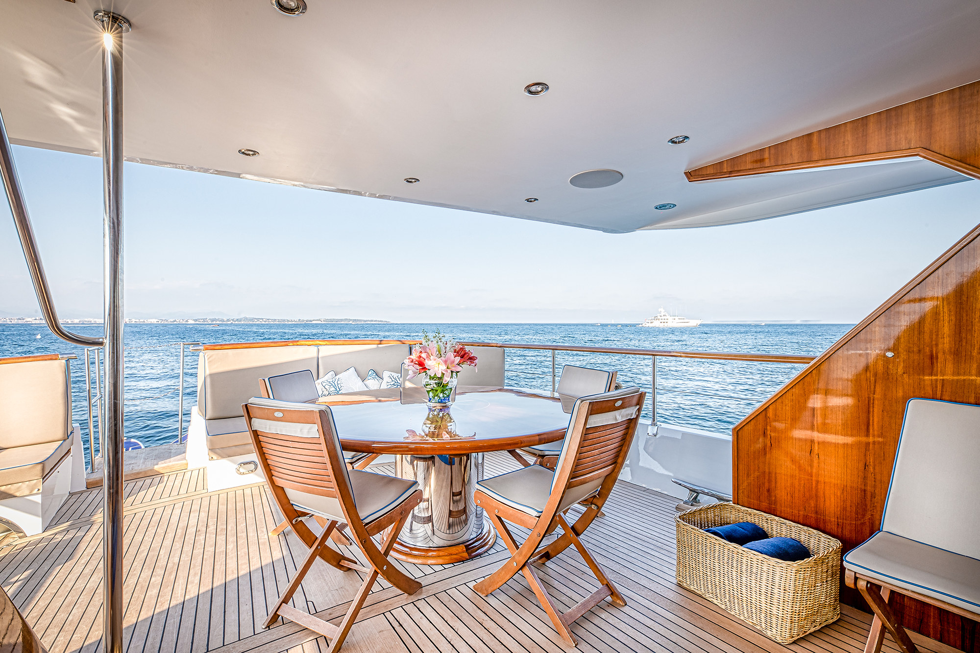 Aboard CHANTELLA a 95ft (29m) luxury motor yacht , built by ANTIBES MARINE CHANTIER in 1966
