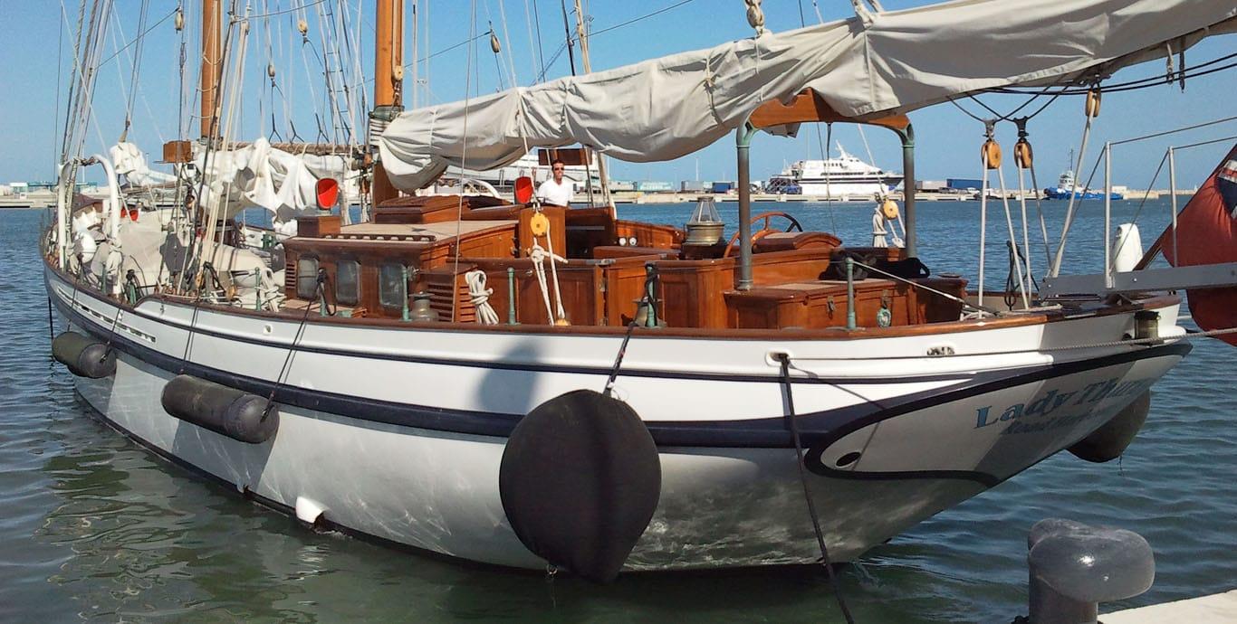 Aboard BORKUMRIFF II a 101ft (31m) luxury sailing yacht , built by LUBBE-VOSS in 1982