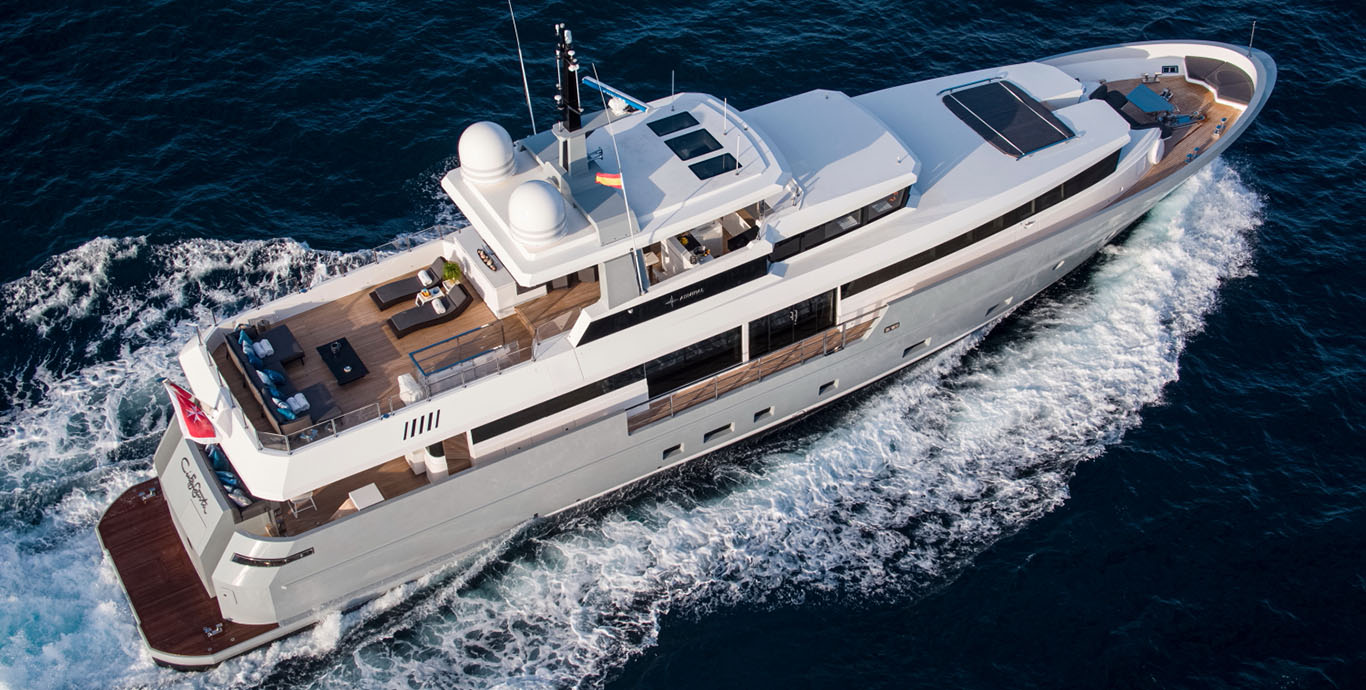 Aboard CINQUANTA-50 a 116ft (35.5m) luxury motor yacht for Charter available with Fraser Yachts, built by ADMIRAL YACHTS in 2014