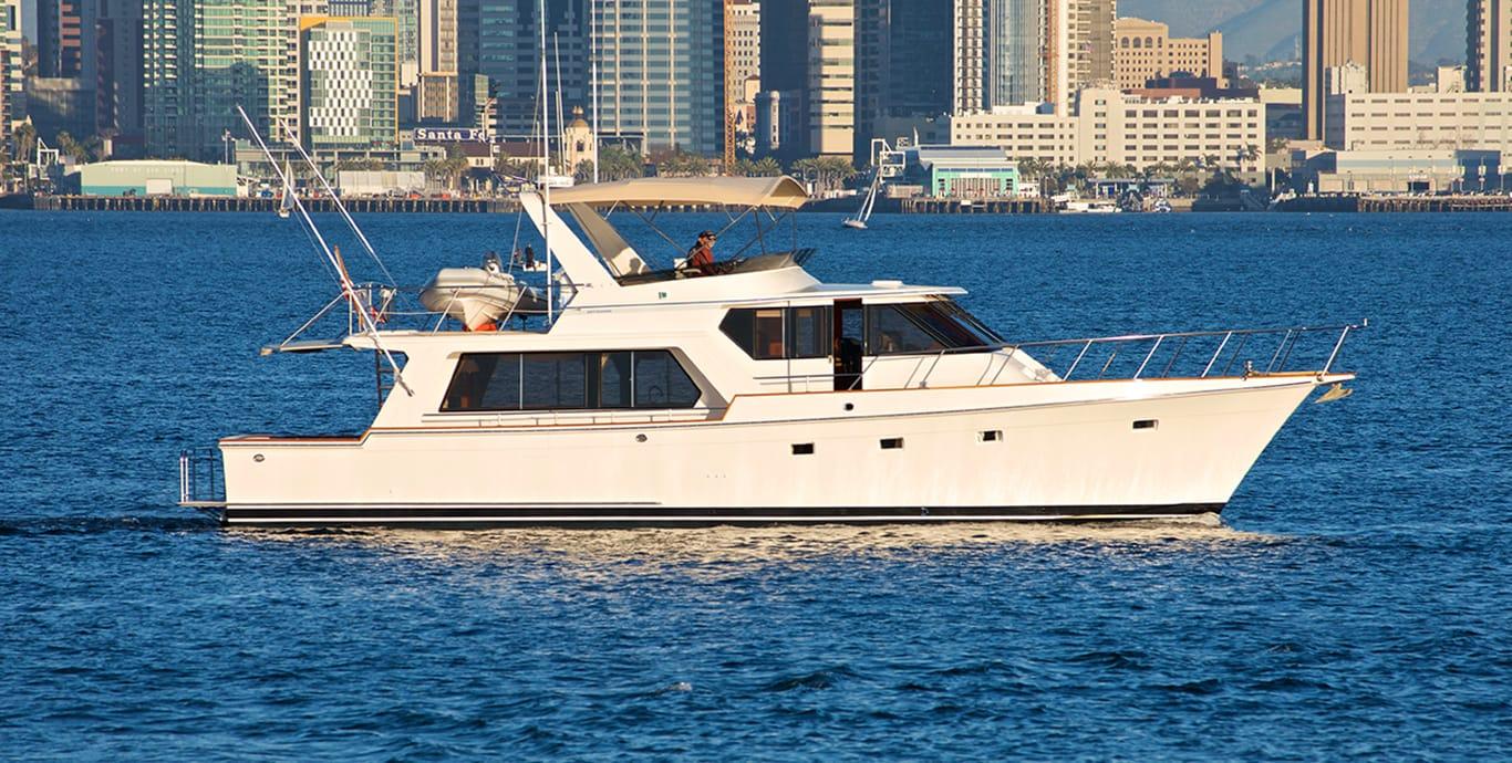 Aboard TEMPUS FUGIT a 55ft (16.76m) luxury motor yacht , built by OFFSHORE YACHTS in 1995