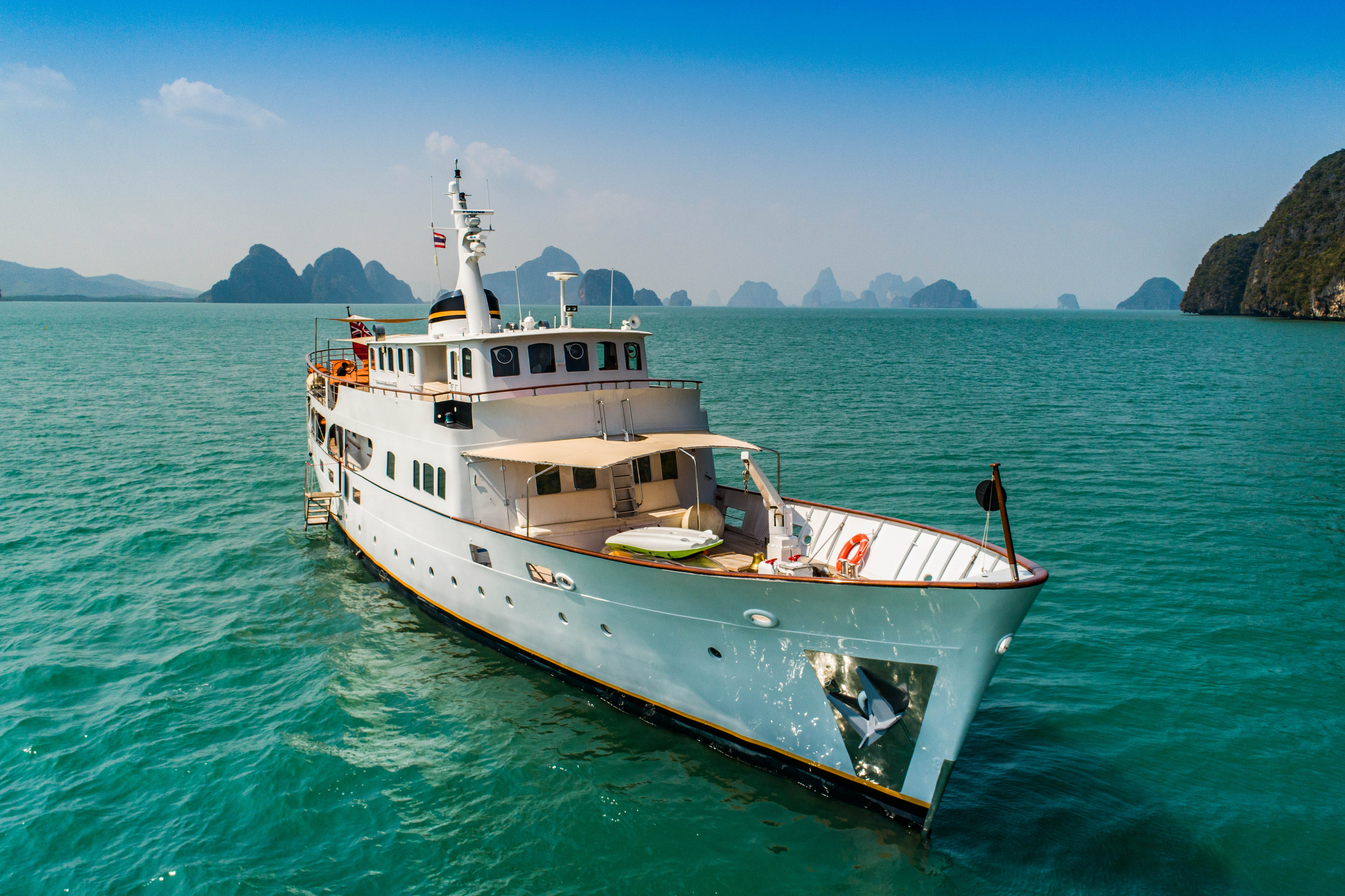 Aboard CAMARA C a 105ft (32m) luxury motor yacht , built by YARROW & CO. in 1961