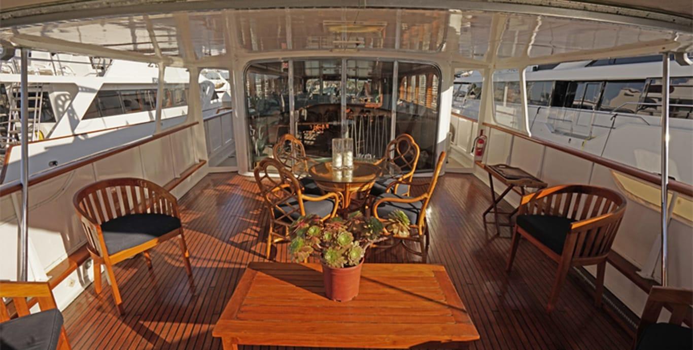Aboard MISS KIRA a 96ft (29.26m) luxury motor yacht , built by BROWARD in 1957