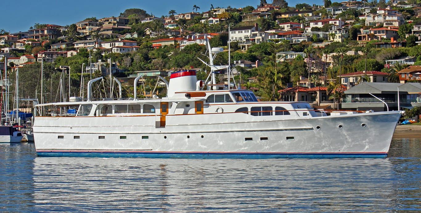 Aboard MISS KIRA a 96ft (29.26m) luxury motor yacht , built by BROWARD in 1957