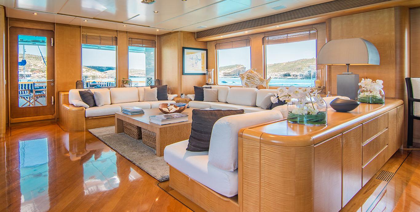 Aboard CRISS C a ft (34m) luxury motor yacht , built by CHRISTENSEN in 1993